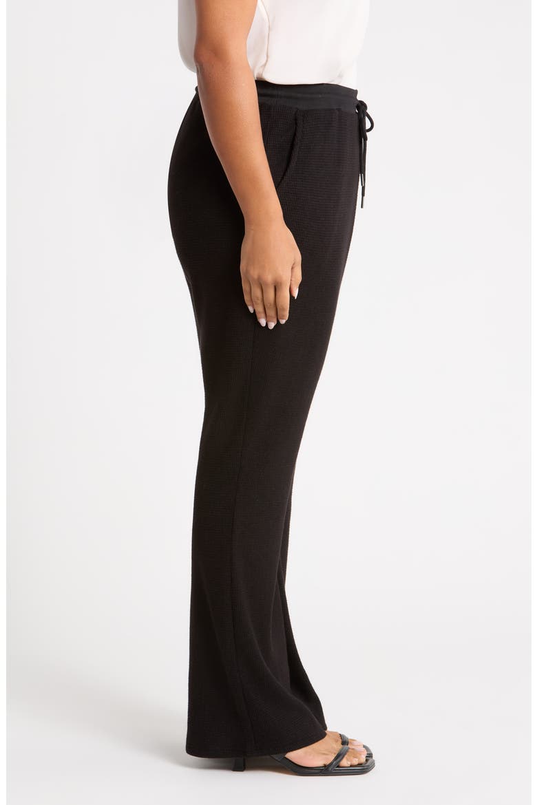 Waffle Knit Flare Leg Pants, Alternate, color, BLACK
