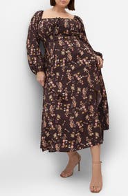 City Chic Abbigail Floral Print Long Sleeve Maxi Dress