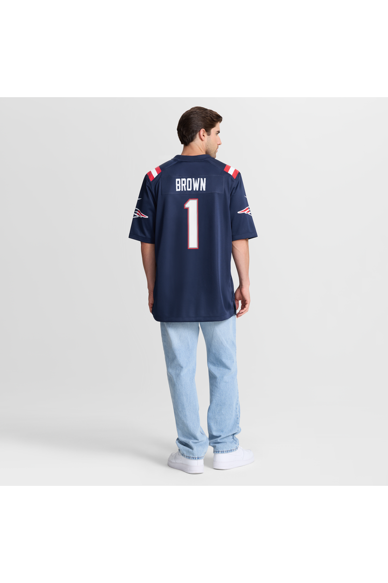 Men's Nike A.J. Brown Navy New England Patriots Team Game Jersey, Alternate, color, Navy