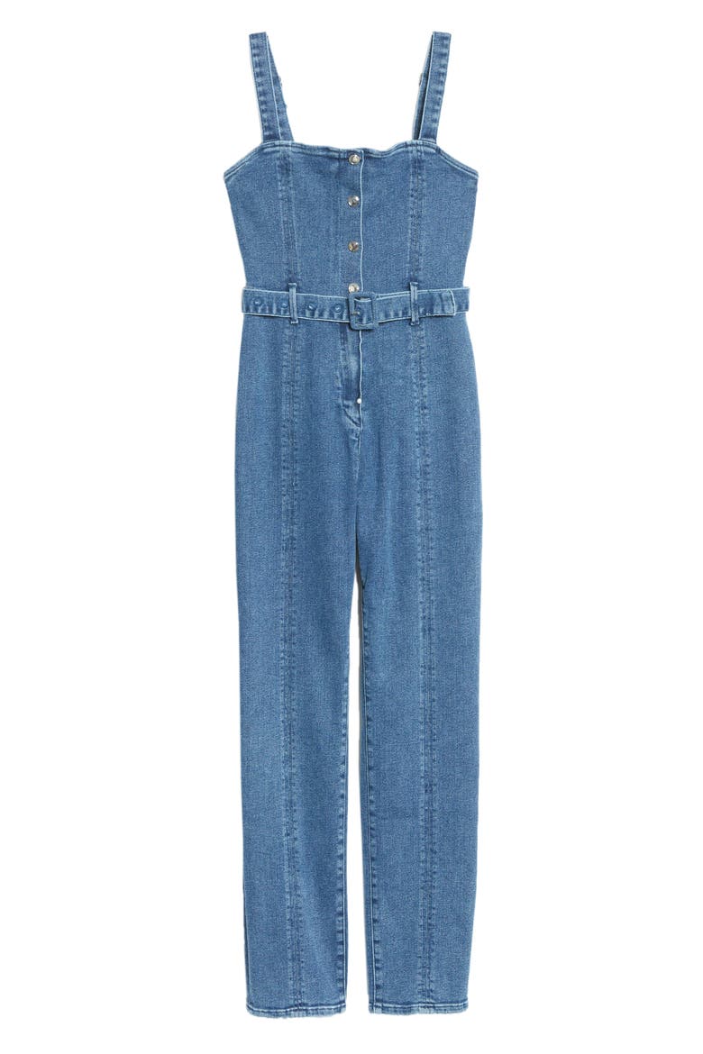 Belted Sleeveless Jumpsuit, Alternate, color, BLUE