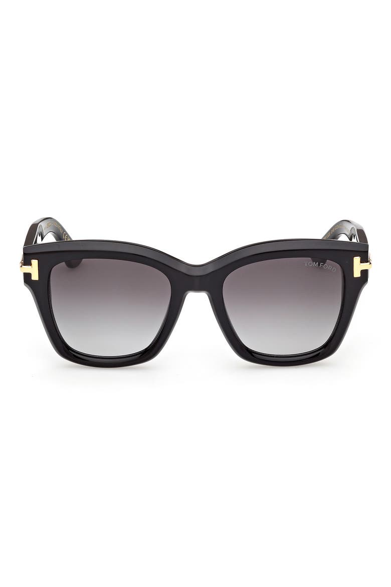 53mm Gradient Butterfly Sunglasses, Main, color, BLACK / BAGUETTE / SMOKE LENS