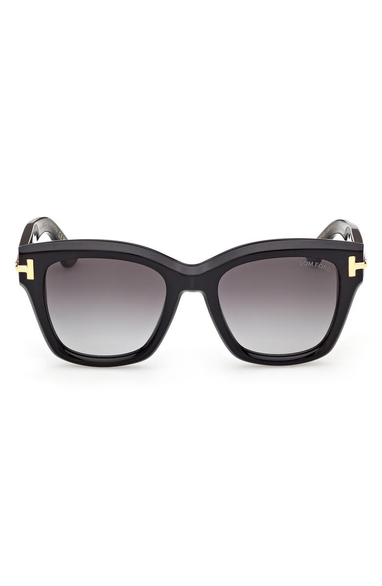 TOM FORD 53mm Gradient Butterfly Sunglasses, Main, color, Black / Baguette / Smoke Lens