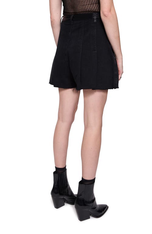 Rebecca Minkoff Brooke Pleated Cutoff Denim Shorts In Carbon Wash