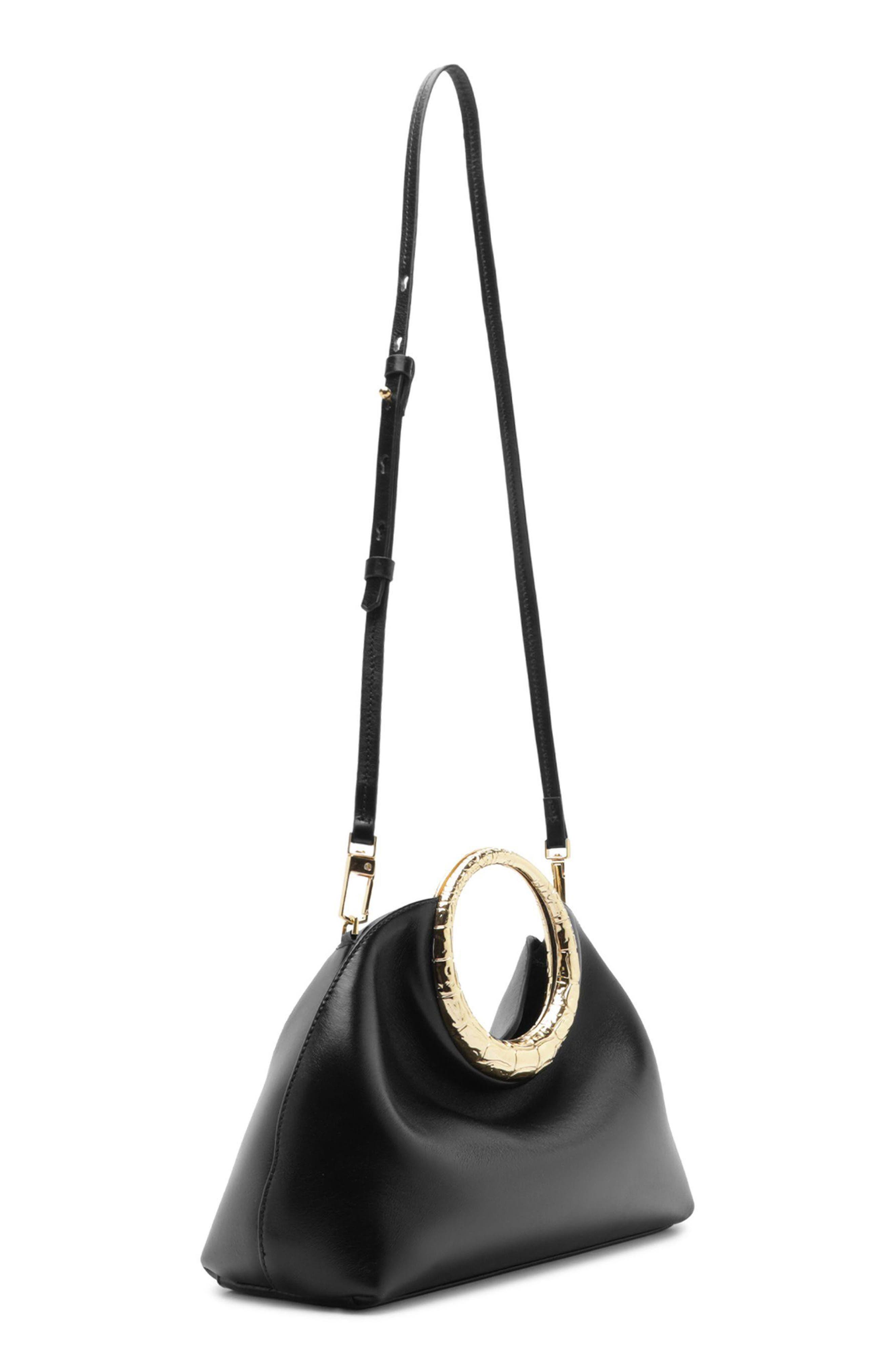 Mia Small Leather Clutch, Alternate, color, BLACK