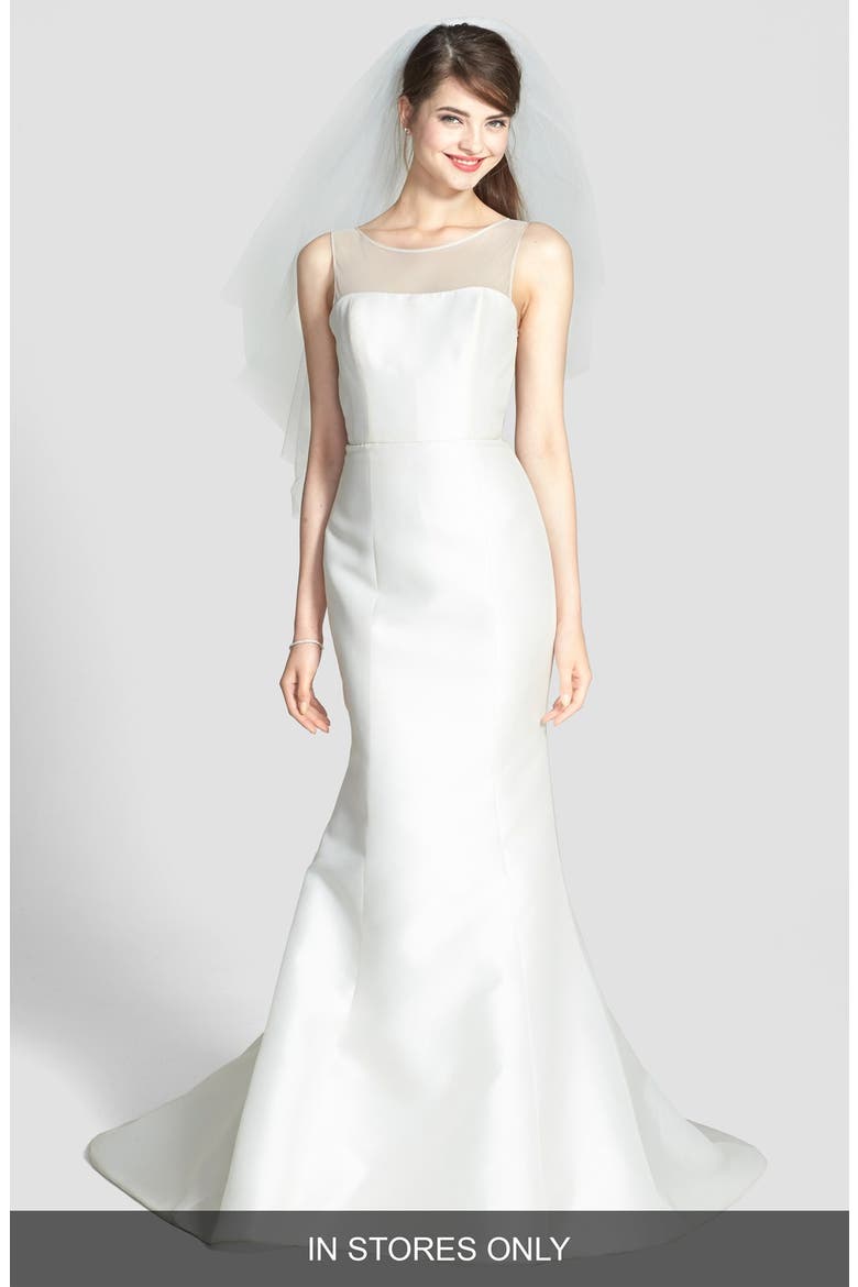 Preston Silk Magnolia Sheath Wedding Dress, Main, color, IVORY