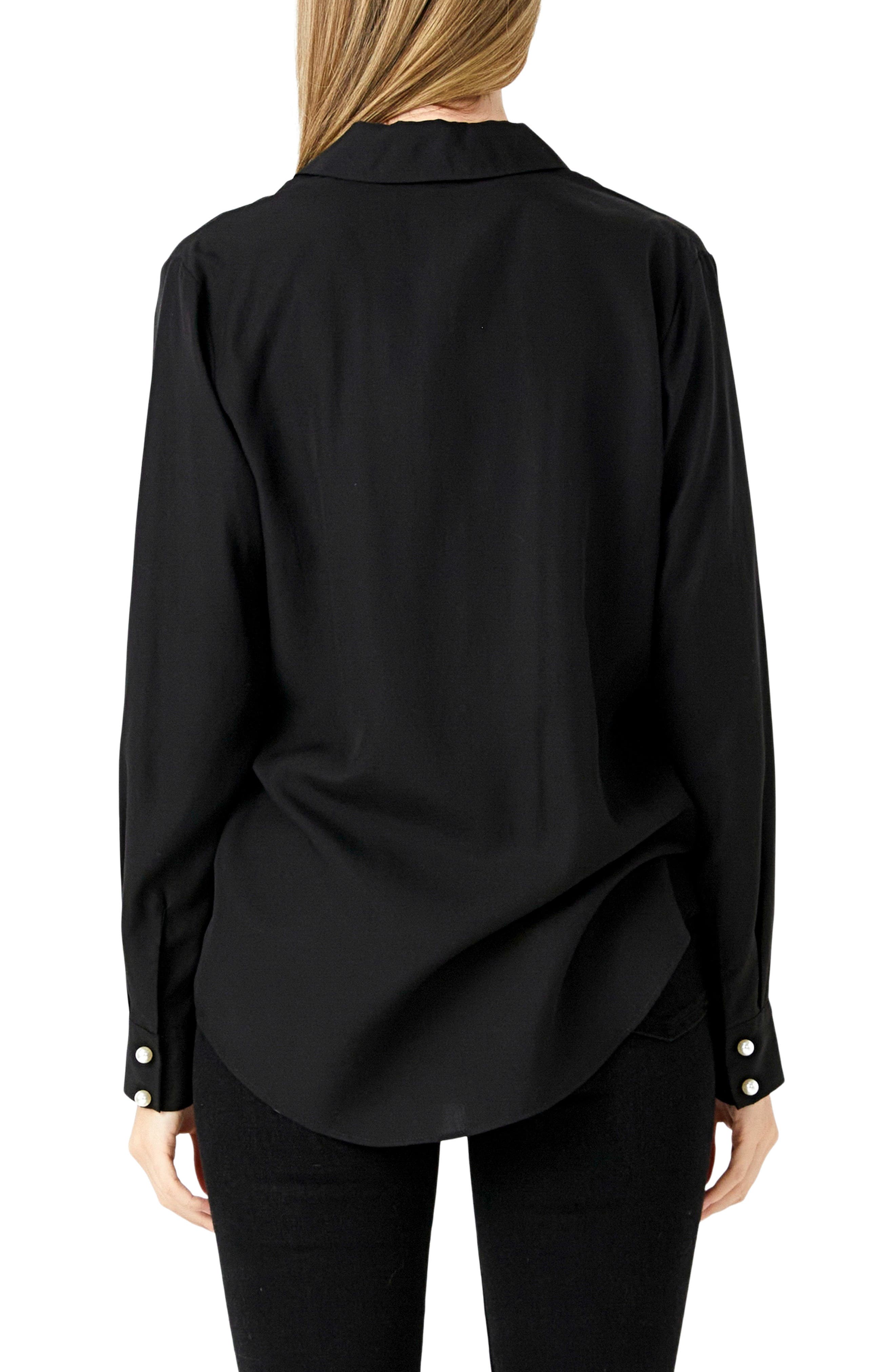 Notched Lapel Long Sleeve Button-Up Shirt - image 2