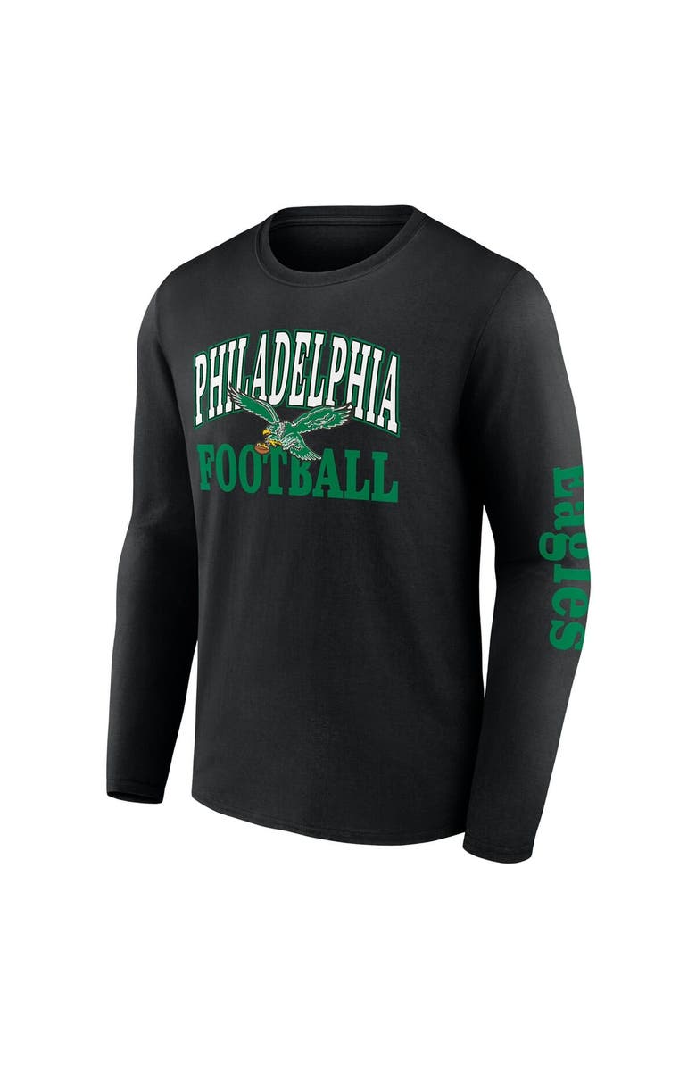 FANATICS Men's Fanatics Black Philadelphia Eagles Vintage Combo Up Two Long Sleeve T-Shirt, Alternate, color, 