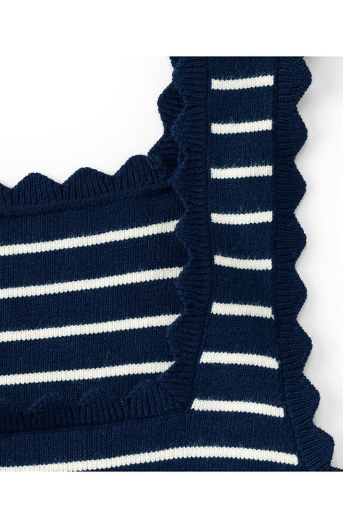 Lands' End Plus Size High Retention Square Neck Tank Sweater In Deep Sea Navy/ivory Stripe