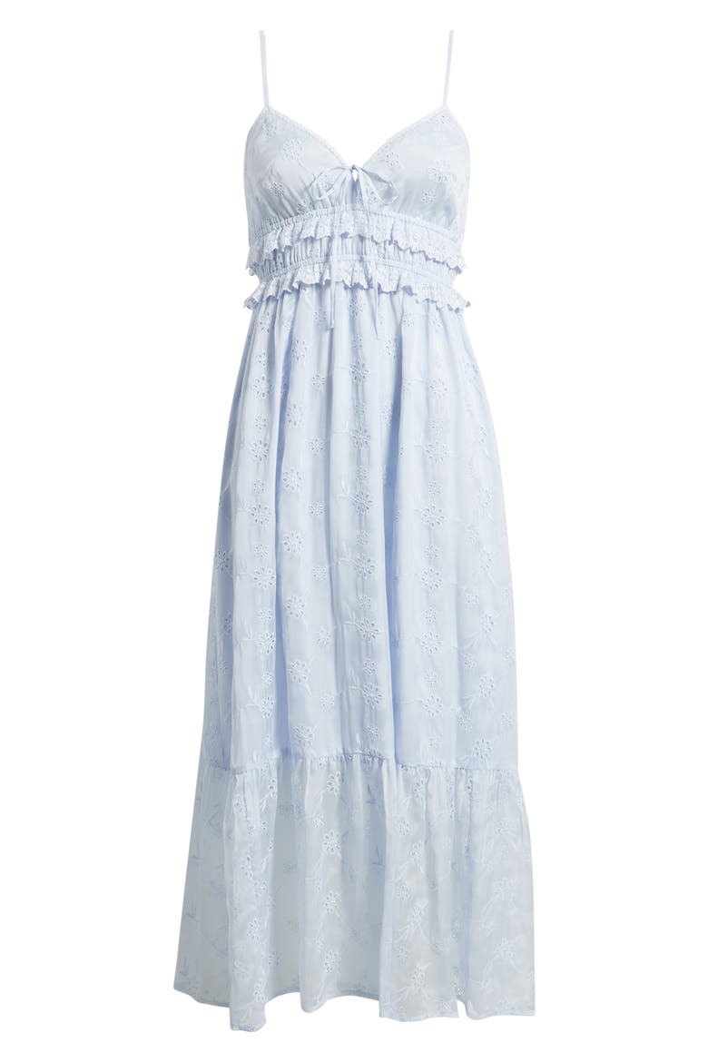 Ruffle Hem Eyelet Dress, Alternate, color, LIGHT BLUE