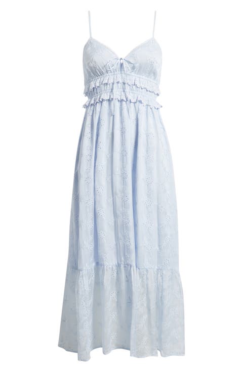 Ruffle Hem Eyelet Dress