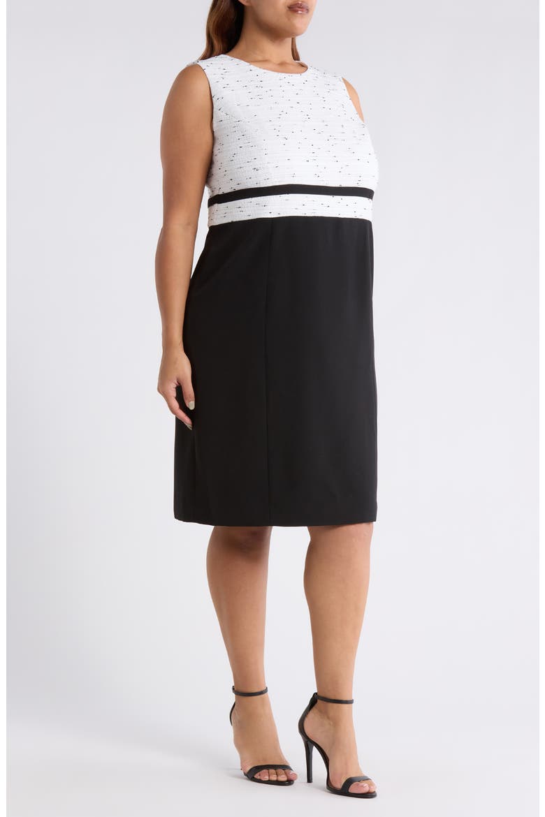 Two Tone Sleeveless Sheath Dress, Alternate, color, LILY WHITE/ BLACK