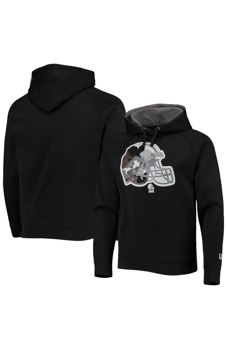 New Era Men's New Era Black Cleveland Browns Training Collection Raglan Pullover Hoodie, Main, color,