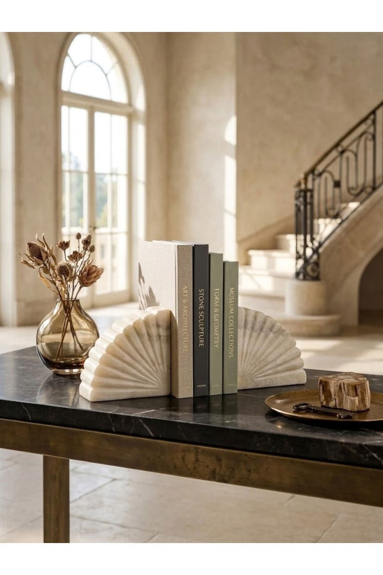 Emrys Onyx Bookends, Alternate, color, Ivory