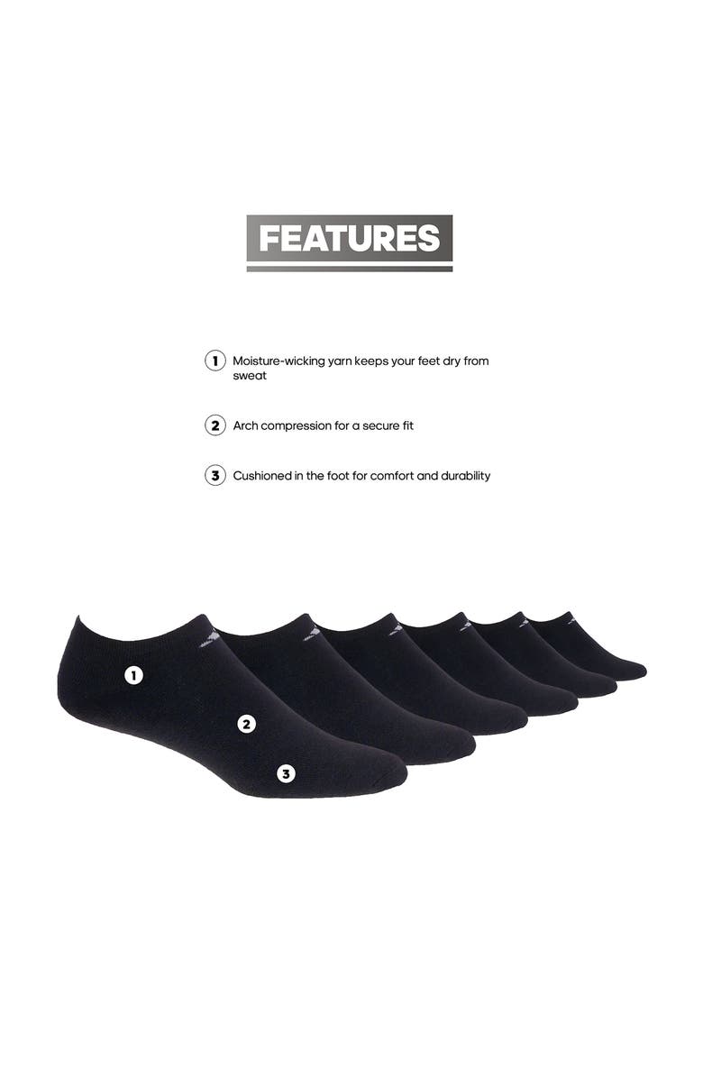 adidas 6-Pack Cushioned Athletic Socks, Alternate, color, Black