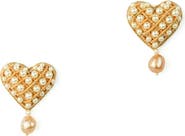 Deepa Gurnani Kalia Freshwater Pearl Heart Stud Earrings