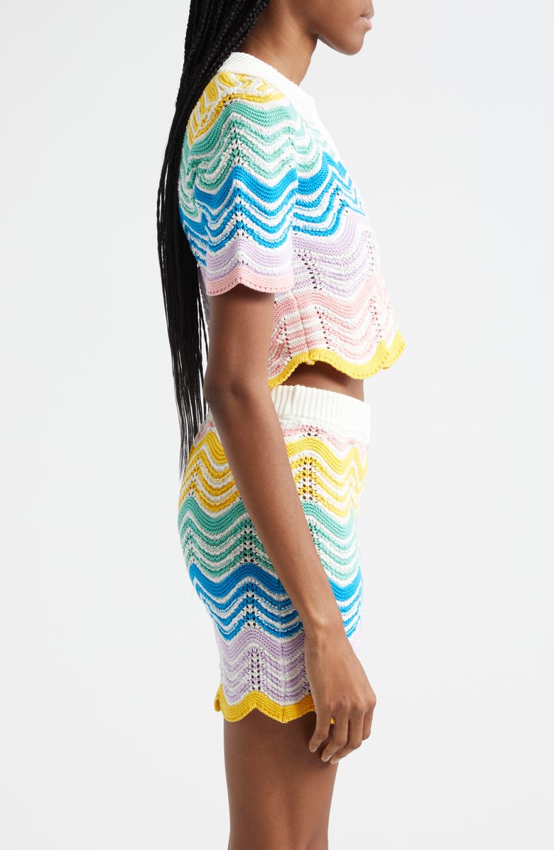 Casablanca Gradient Wave Pointelle Organic Cotton Crop Sweater, Alternate, color, 