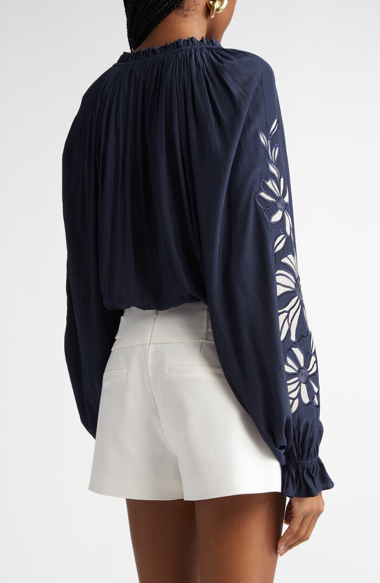 Ramy Brook Nelida Embroidered Top, Alternate, color, Navy