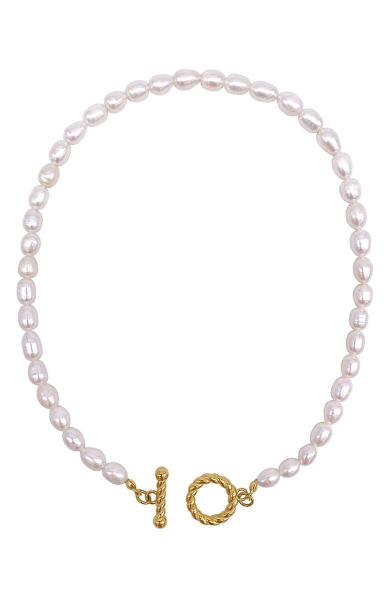 st. Moran Julien Freshwater Pearl Toggle Necklace, Alternate, color, White