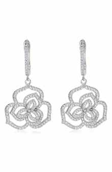 SUZY LEVIAN Sterling Silver Pavé CZ Dangle Drop Earrings