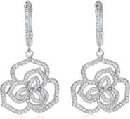 SUZY LEVIAN Sterling Silver Pavé CZ Dangle Drop Earrings