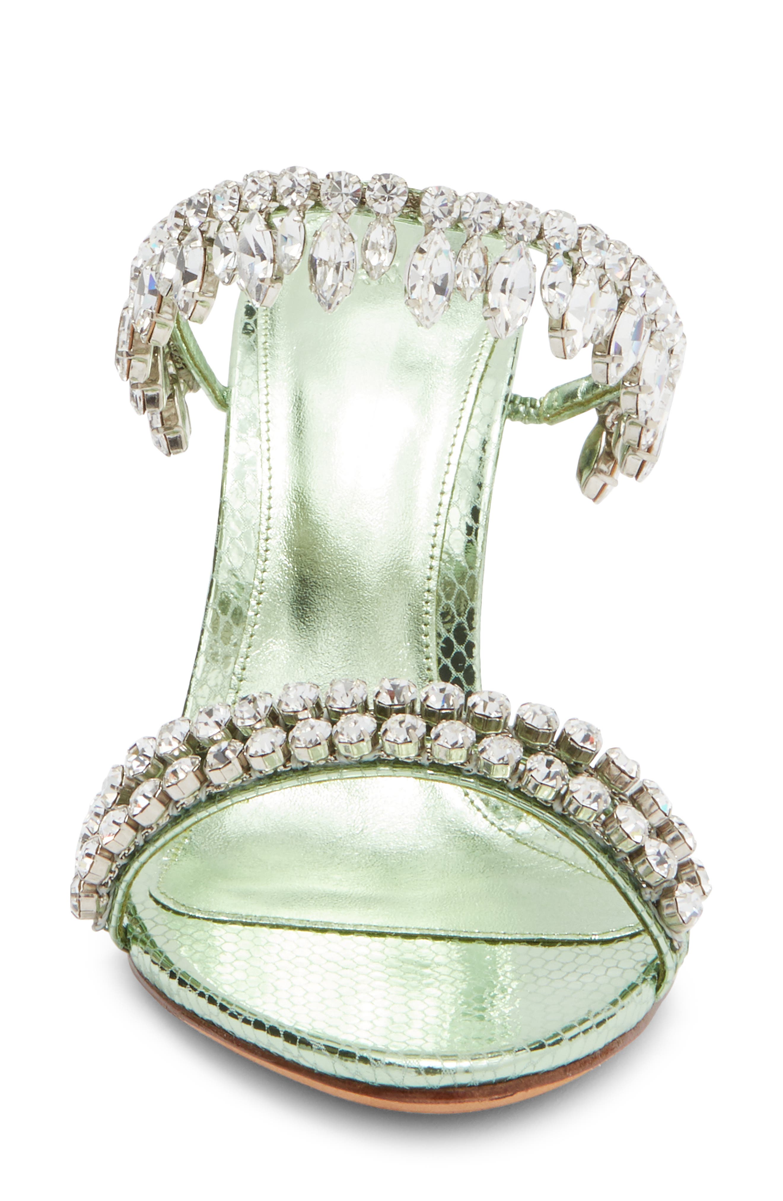 Alexandre Birman Crystal Fringe Sandal, Alternate, color, Mint