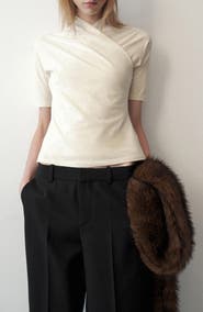 MANGO Fitted Wrap Effect Top