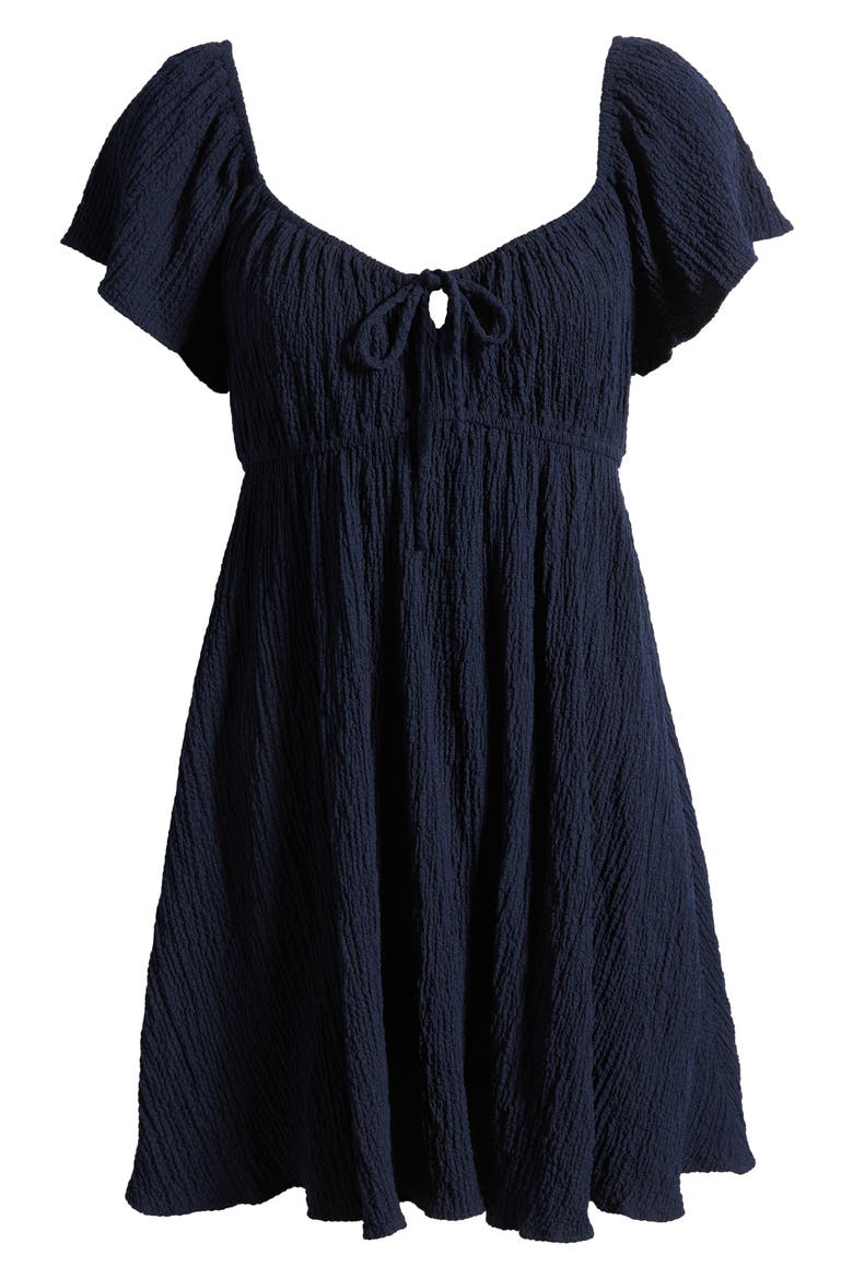 Textured Tie Front Dress, Alternate, color, NAVY