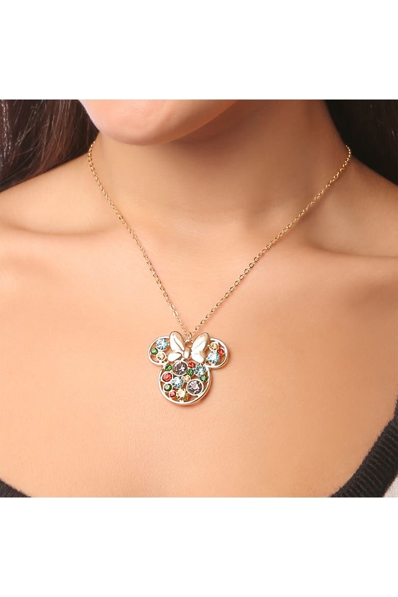 Fashion Multi-Color Stone Minnie Mouse Necklace, Alternate, color, Multicolor