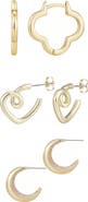 Adornia Set of 3 Assorted Hoop Earrings