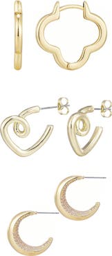 Adornia Set of 3 Assorted Hoop Earrings