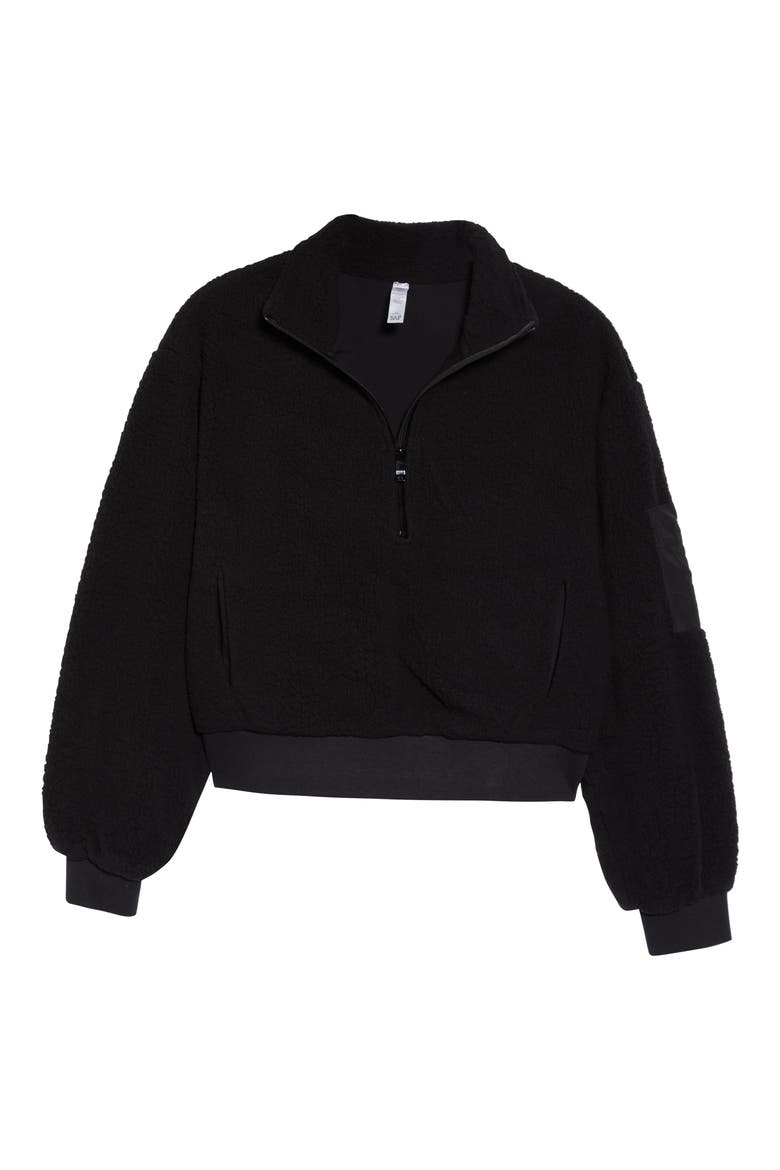 High Pile Fleece Hooded Jacket, Alternate, color, BLACK