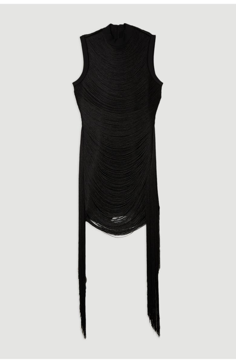 Karen Millen Knit Tassel Mini Dress, Alternate, color, Black