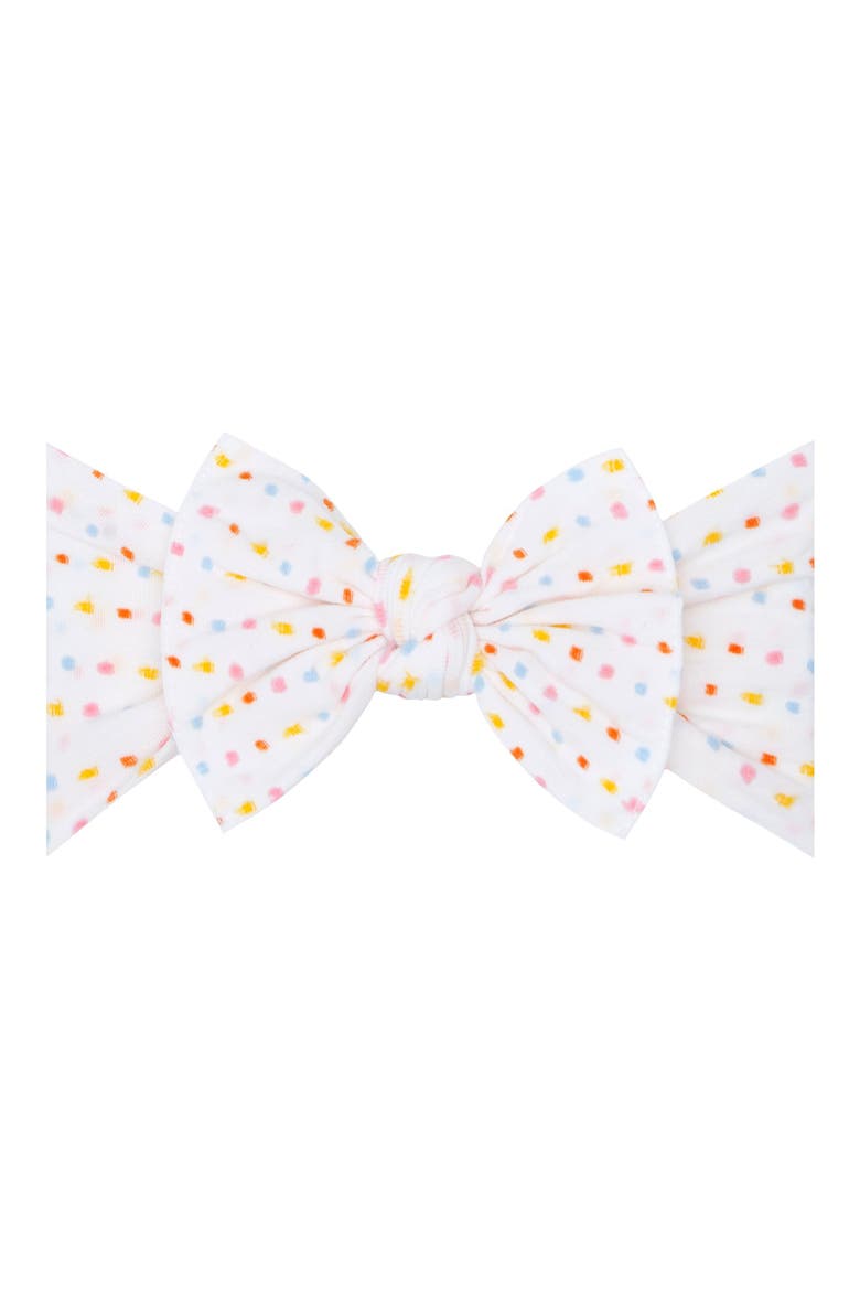 Print Shabby Knot Headband, Main, color, WHITE DOT