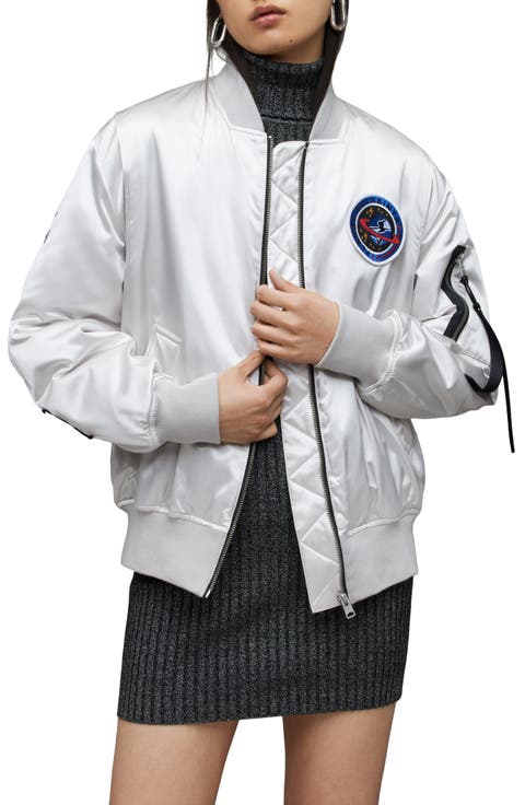 Echo Logo Patch Satin Bomber Jacket