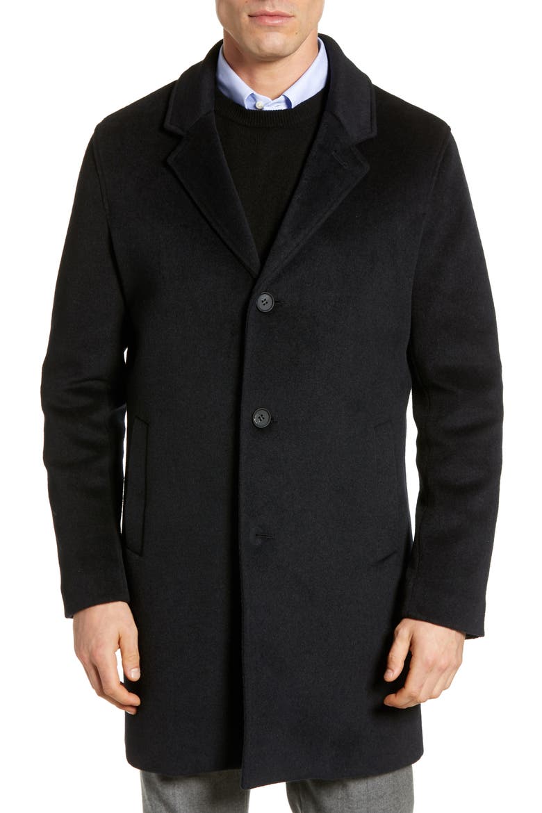 Regular Fit Stretch Wool Coat, Main, color, NAVY