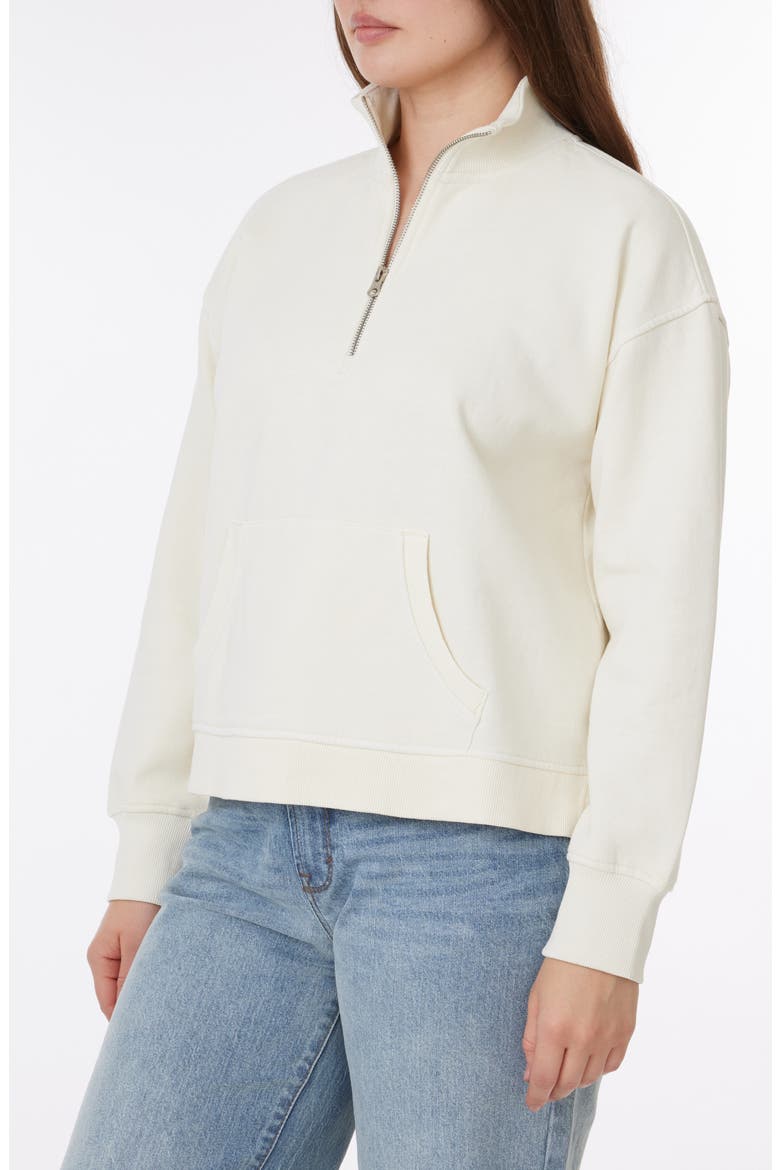 Janet Sunwashed Fleece Quarter Zip Sweatshirt, Alternate, color, ANTIQUE WHITE