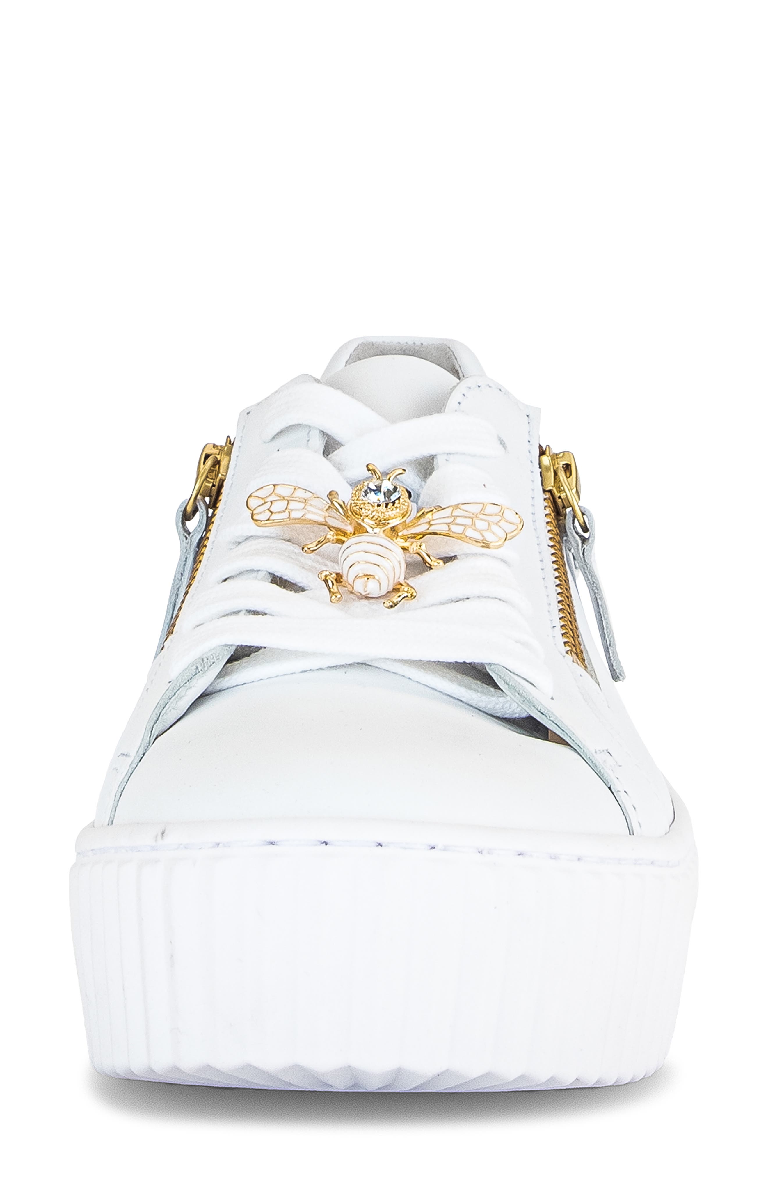 Platform Zip Sneaker, Alternate, color, WHITE/ GOLD