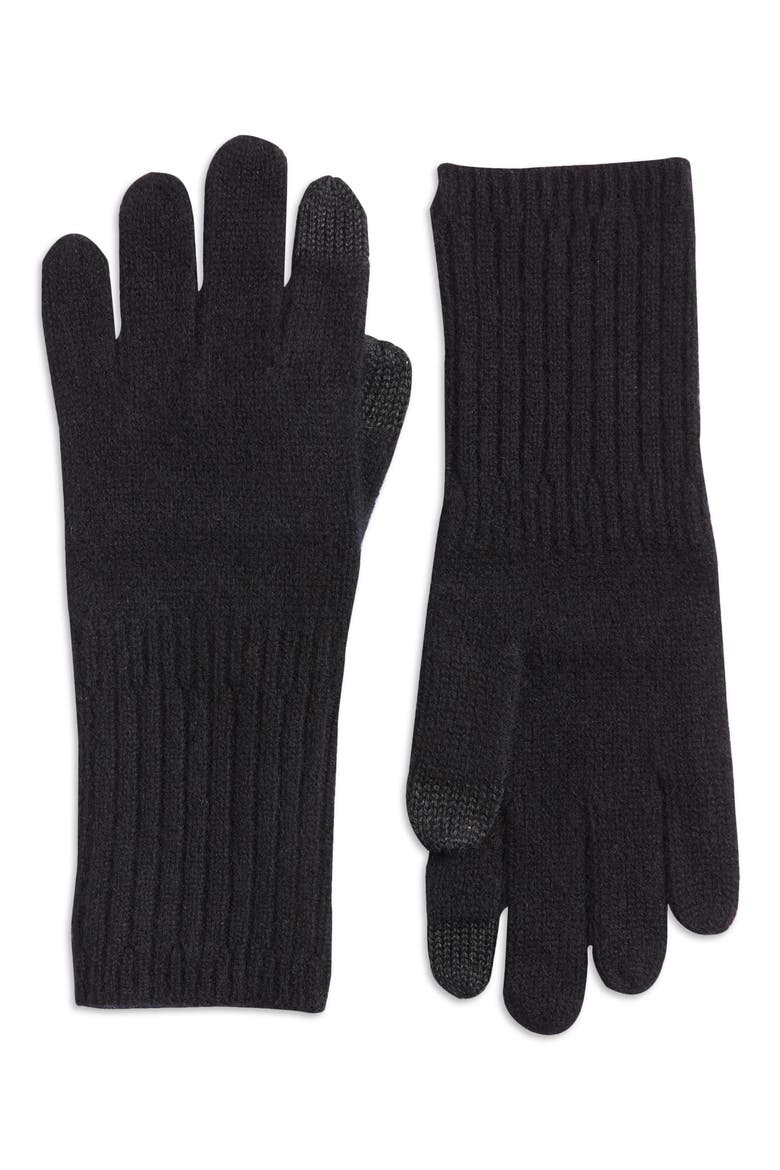 Cashmere Tech Gloves, Main, color, BLACK ROCK