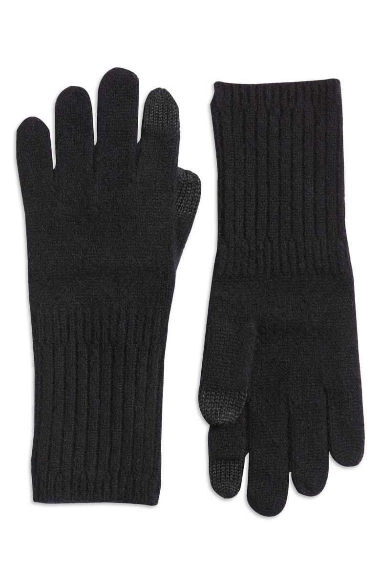 Nordstrom Cashmere Tech Gloves, Main, color, Black Rock