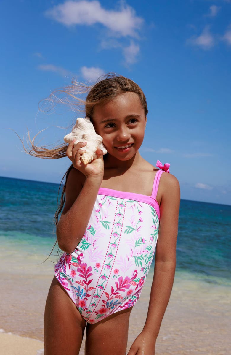 Feather 4 Arrow Kids' Shelly UPF 50+ One-Piece Swimsuit, Alternate, color, White Multi