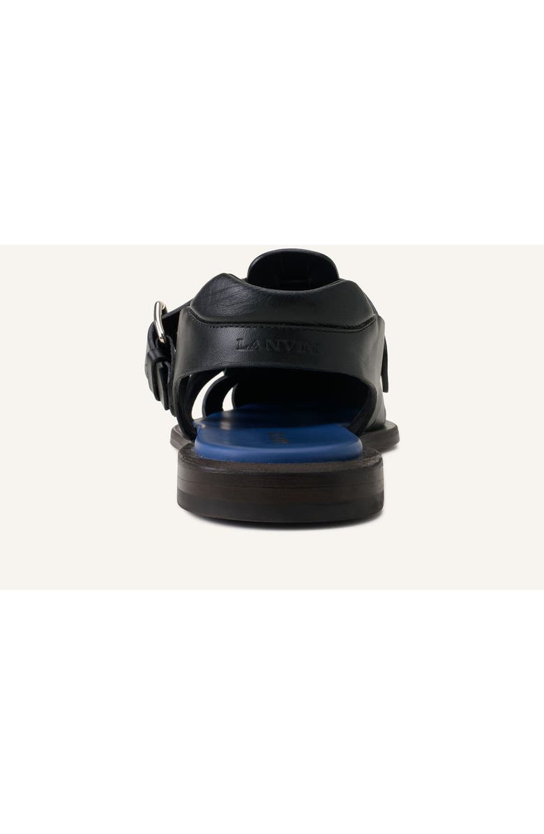 Lanvin Pointed-Toe Leather Sandals, Alternate, color, Black