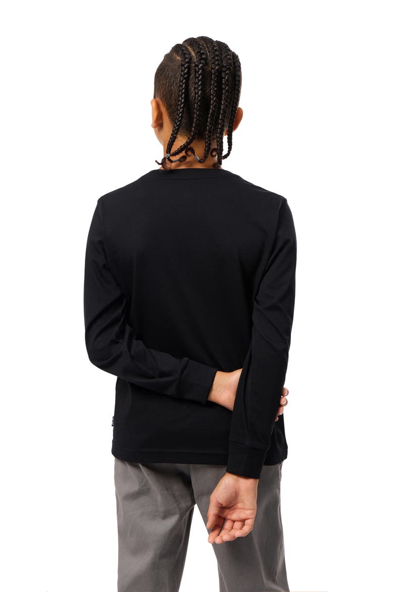 Kids' Lakewood Embroidered Long Sleeve Pima Cotton T-Shirt, Alternate, color, BLACK