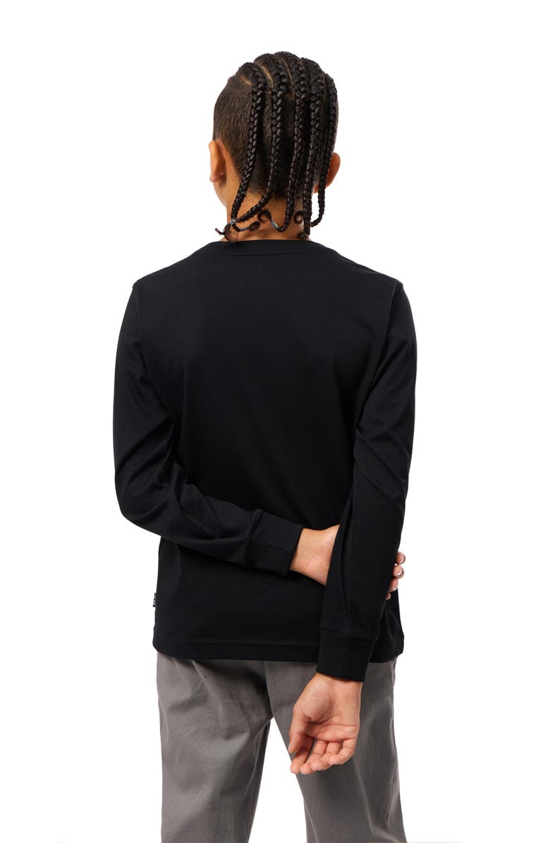 Psycho Bunny Kids' Lakewood Embroidered Long Sleeve Pima Cotton T-Shirt, Alternate, color, Black