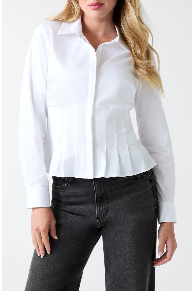 Serena Pleated Button Shirt, Main, color, G011-OPEN