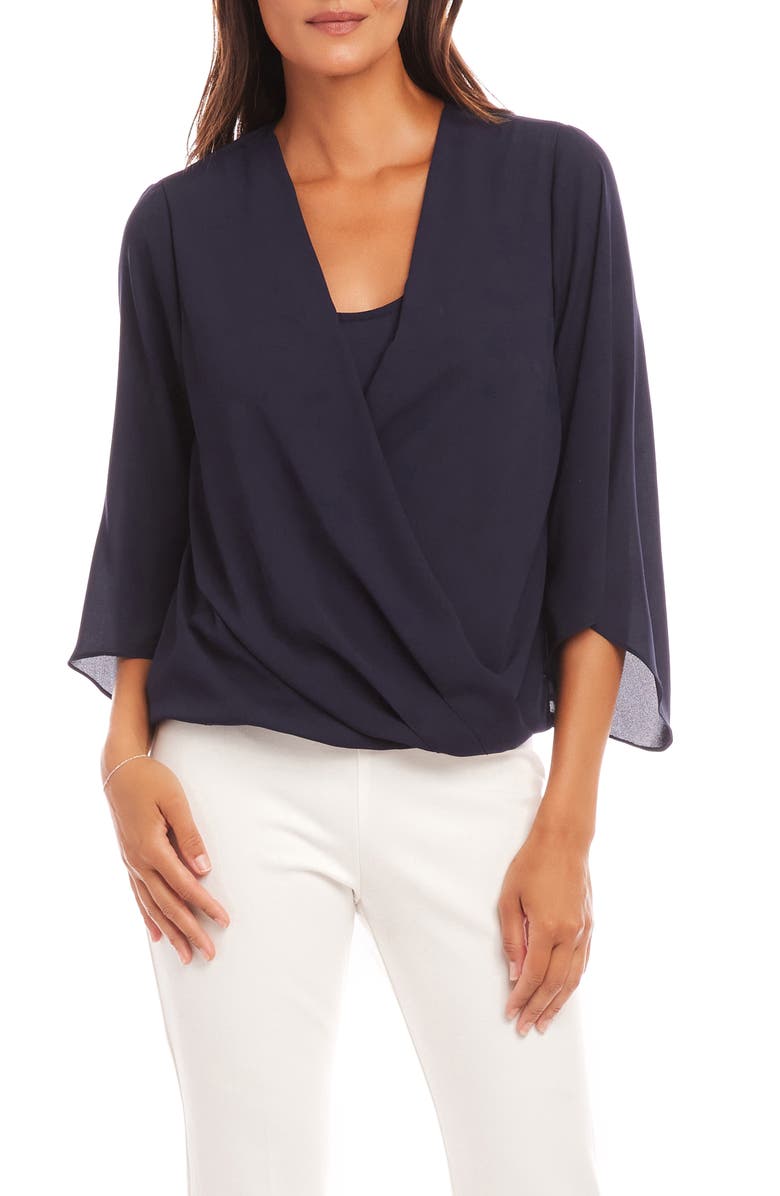 Karen Kane Drape Front Crepe Top, Main, color, 