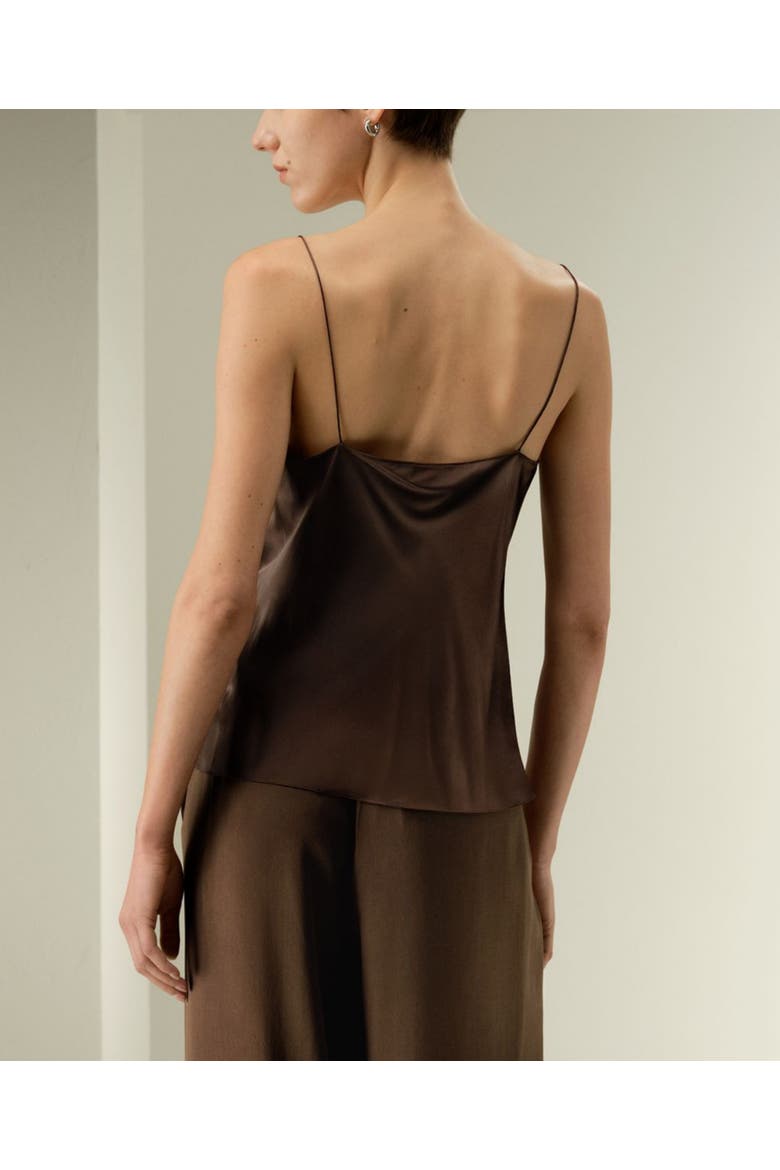 Women's Chic Minimal Silk Cami, Alternate, color, Chocolate