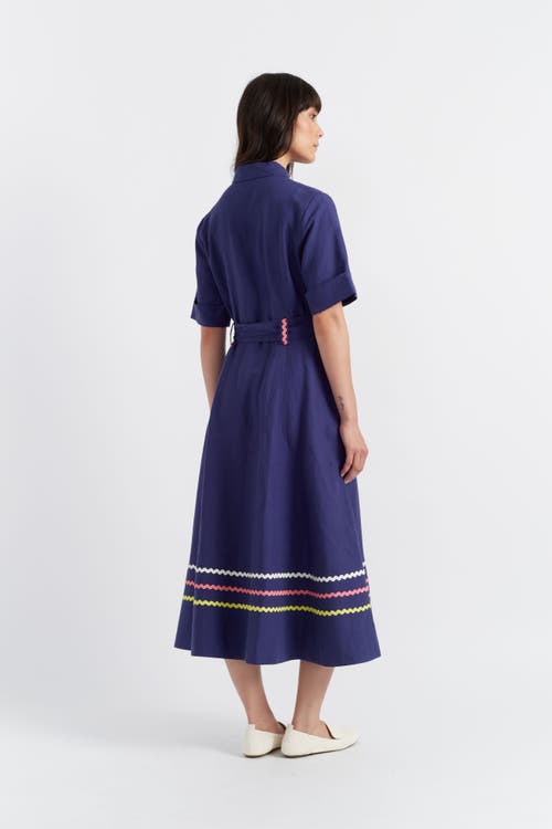 Chinti & Parker Starboard Linen Blend Dress In Admiral Blue