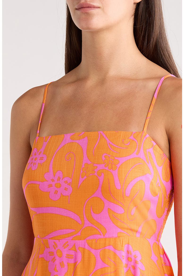 Kaci Floral Vin Smocked Maxi Dress, Alternate, color, FUCHSIA-ORANGE