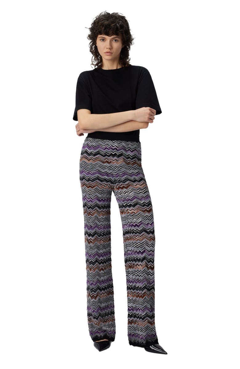 Missoni Straight Long Pants In English Rib Knit, Main, color, Multicoloured