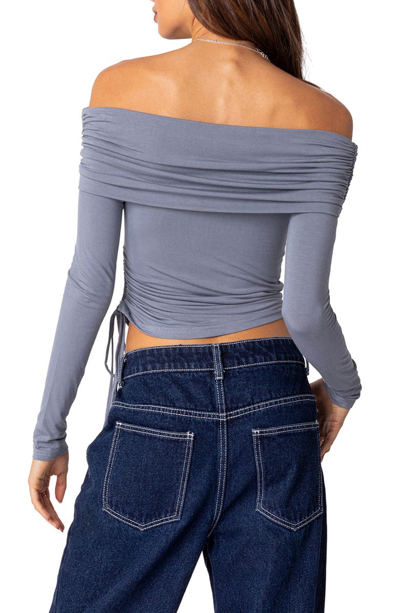 EDIKTED Gathered Off the Shoulder Top, Alternate, color, Blue
